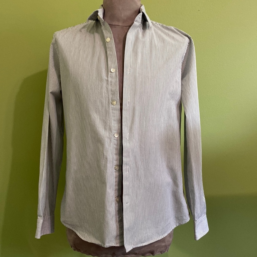 Black and white striped button down shirt